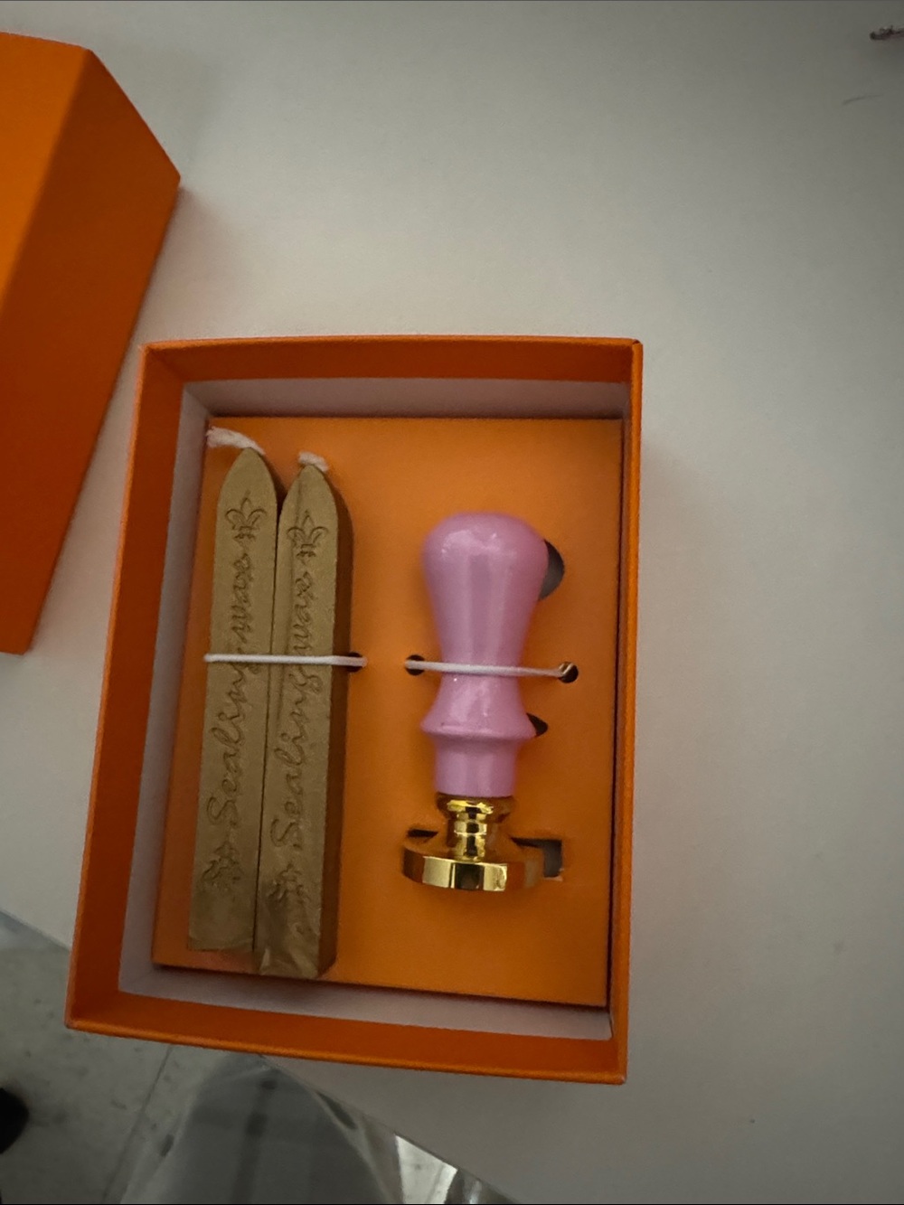 Pink Wax Seal Stamp with Gold-Tone Base